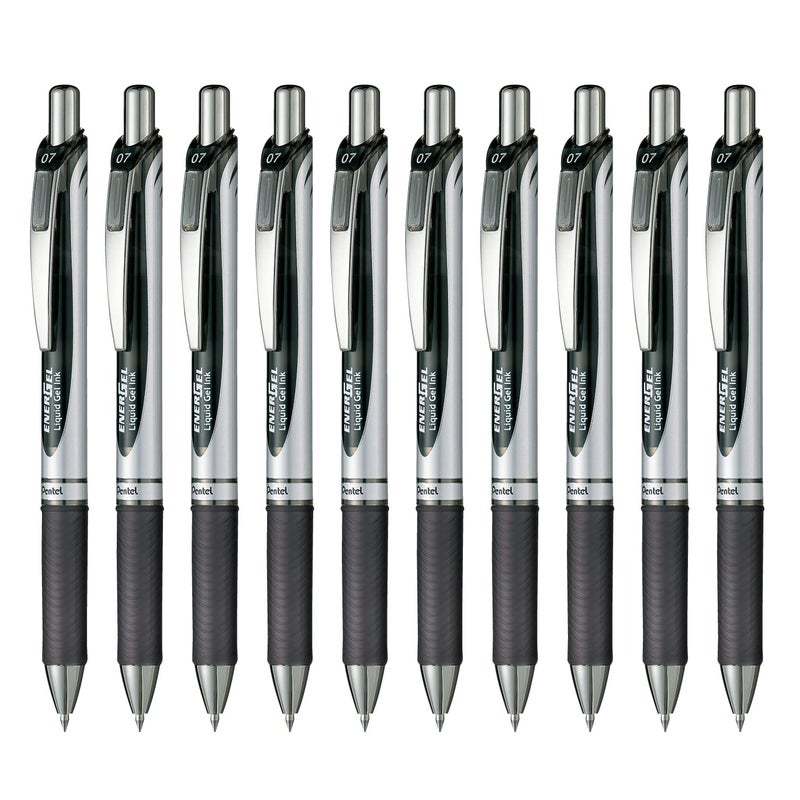 بنتل قلم حبر جاف انيرجيل من بنتل BL77-A، 0.7 اسود، 10 قطع - Image 1